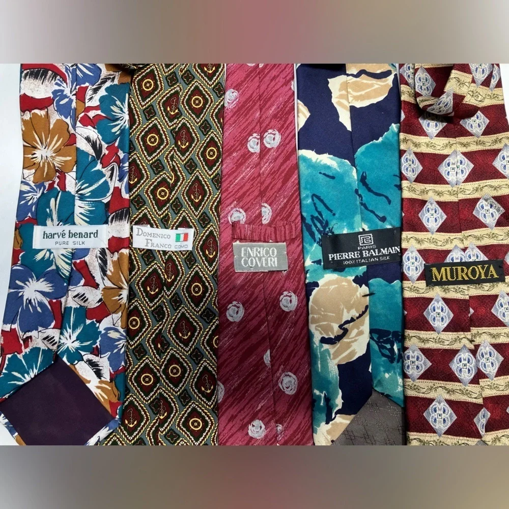 Men’s Assorted Neckties, Group of 5, Multicolored